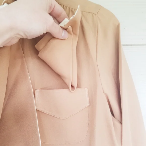 Vintage Dress Collared With Matching Kerchief And Belt/Bow Pink Mauve - Picture 9 of 16